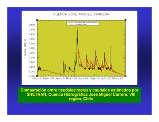 Comparación entre caudales reales y caudales estimados por
  SHETRAN, Cuenca Hidrográfica José Miguel Carrera, VIII
                       región, Chile
 