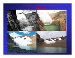 RETROCESO DEL GLACIAR YANAMAREY
           1982 - 2005




        1982                      1987




        1997                      2005
 