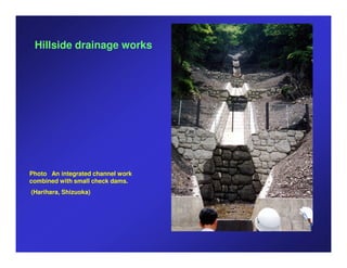 Hillside drainage works




Photo An integrated channel work
combined with small check dams.
(Harihara, Shizuoka)
 