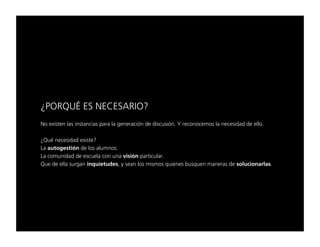 ﬁmlonr°=bp=kb`bp^ofl=
kç=ÉñáëíÉå=ä~ë=áåëí~åÅá~ë=é~ê~=ä~=ÖÉåÉê~Åáµå=ÇÉ=ÇáëÅìëáµåK=v=êÉÅçåçÅÉãçë=ä~=åÉÅÉëáÇ~Ç=ÇÉ=ÉääçK=

ﬁnì¨=åÉÅÉëáÇ~Ç=ÉñáëíÉ=
i~=~ìíçÖÉëíáµå=ÇÉ=äçë=~äìãåçëK=
i~=ÅçãìåáÇ~Ç=ÇÉ=ÉëÅìÉä~=Åçå=ìå~=îáëáµå=é~êíáÅìä~êK=
nìÉ=ÇÉ=Éää~=ëìêÖ~å=áåèìáÉíìÇÉëI=ó=ëÉ~å=äçë=ãáëãçë=èìáÉåÉë=ÄìëèìÉå=ã~åÉê~ë=ÇÉ=ëçäìÅáçå~êä~ëK=
 