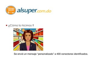 ¡ ¿Cómo lo hicimos ?
Se envió un mensaje “personalizado” a 400 conectores identificados.