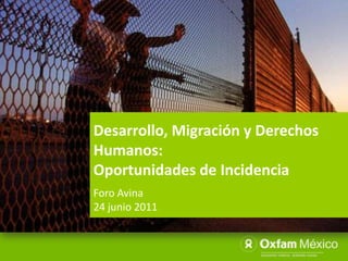 Desarrollo, Migración y Derechos Humanos:  Oportunidades de Incidencia Foro Avina 24 junio 2011 