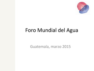 Foro Mundial del Agua
Guatemala, marzo 2015
 
