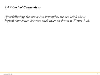 © McGraw Hill, LLC
1.4.3 Logical Connections
After following the above two principles, we can think about
logical connection between each layer as shown in Figure 1.16.
57
 