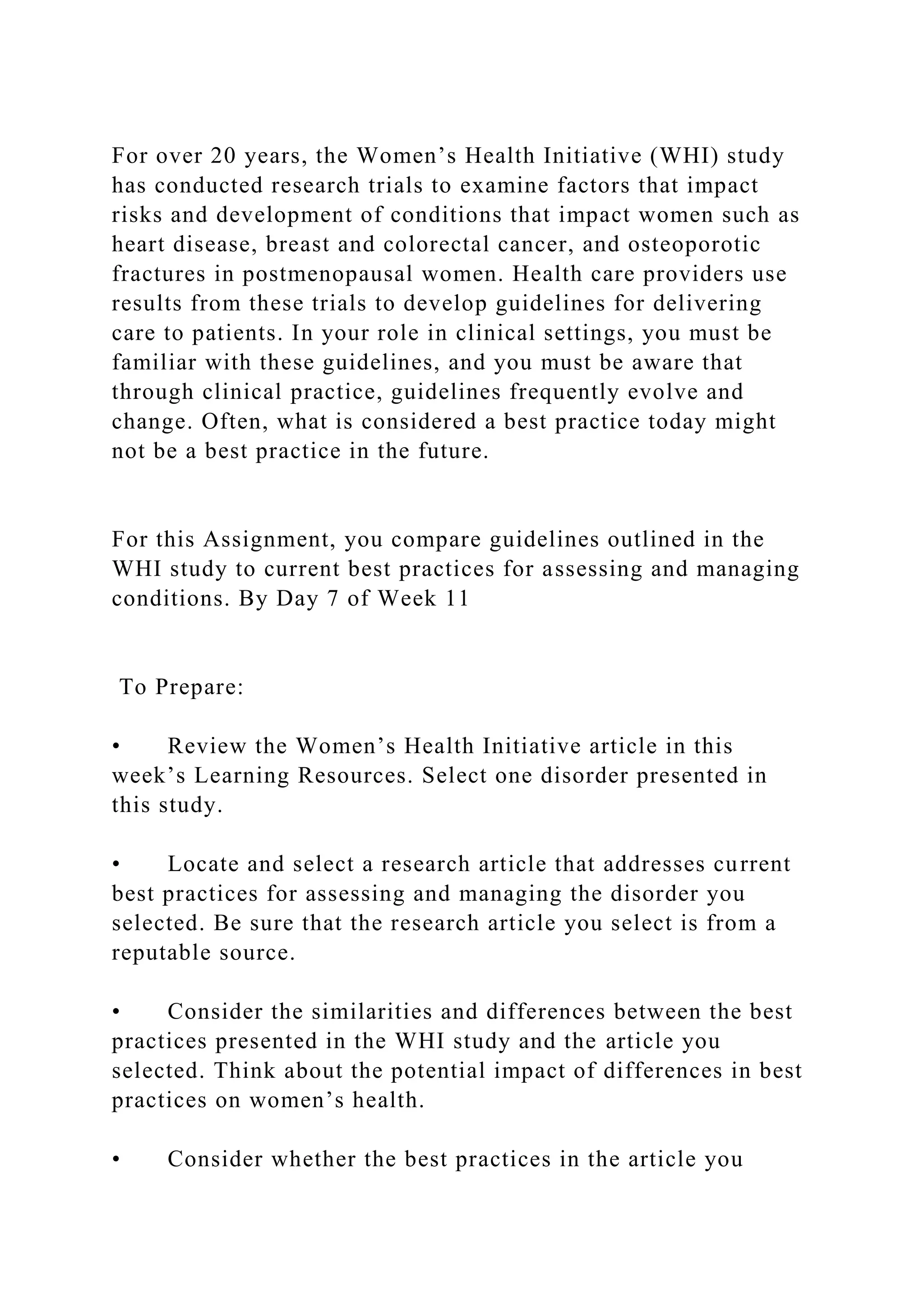 For over 20 years, the Women’s Health Initiative (WHI) study has con PDF