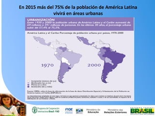 En 2015 más del 75% de la población de América Latina 
vivirá en áreas urbanas 
 