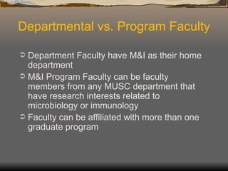 Department Vs Program Microbiology and Immunology | PPT