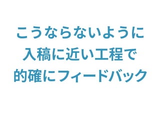 こうならないように
入稿に近い工程で
的確にフィードバック
 