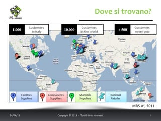 Dove	
  si	
  trovano?	
  
14/04/15	
   Copyright	
  ©	
  2013	
  	
  -­‐	
  	
  Tu6	
  i	
  diri6	
  riserva<.	
  	
  	
   9	
  
MRS	
  srl,	
  2011	
  
 