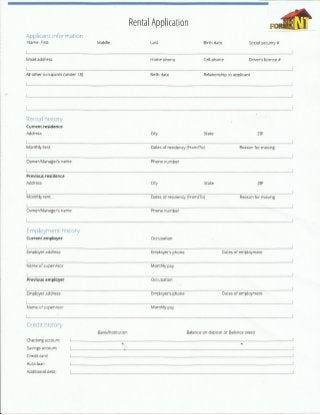For rent application