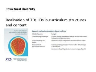 Structural diversity
Realisation of TDs LOs in curriculum structures
and content
 