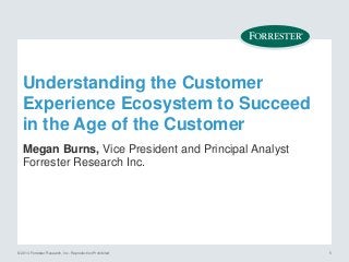 © 2014 Forrester Research, Inc. Reproduction Prohibited 5
Understanding the Customer
Experience Ecosystem to Succeed
in the Age of the Customer
Megan Burns, Vice President and Principal Analyst
Forrester Research Inc.
 
