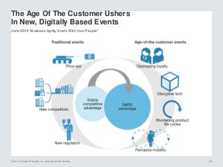 © 2014 Forrester Research, Inc. Reproduction Prohibited 39
June 2014 “Business Agility Starts With Your People”
The Age Of The Customer Ushers
In New, Digitally Based Events
 