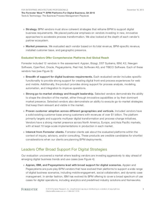Forrester Wave | BPM Platforms for digital business 2015 Forrester Wave | BPM Platforms for digital business 2015