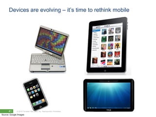 Devices are evolving – it‘s time to rethink mobile




      41      © 2010 Forrester Research, Inc. Reproduction Prohibited
Source: Google Images
 