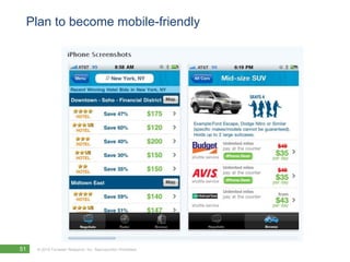 Plan to become mobile-friendly




51   © 2010 Forrester Research, Inc. Reproduction Prohibited
 