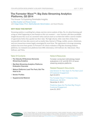 Forrester Wave - Big data streaming analytics platforms | PDF