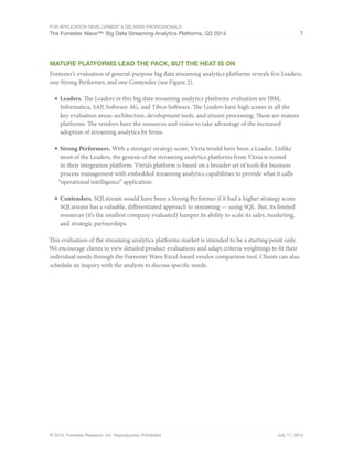 Forrester Wave - Big data streaming analytics platforms | PDF
