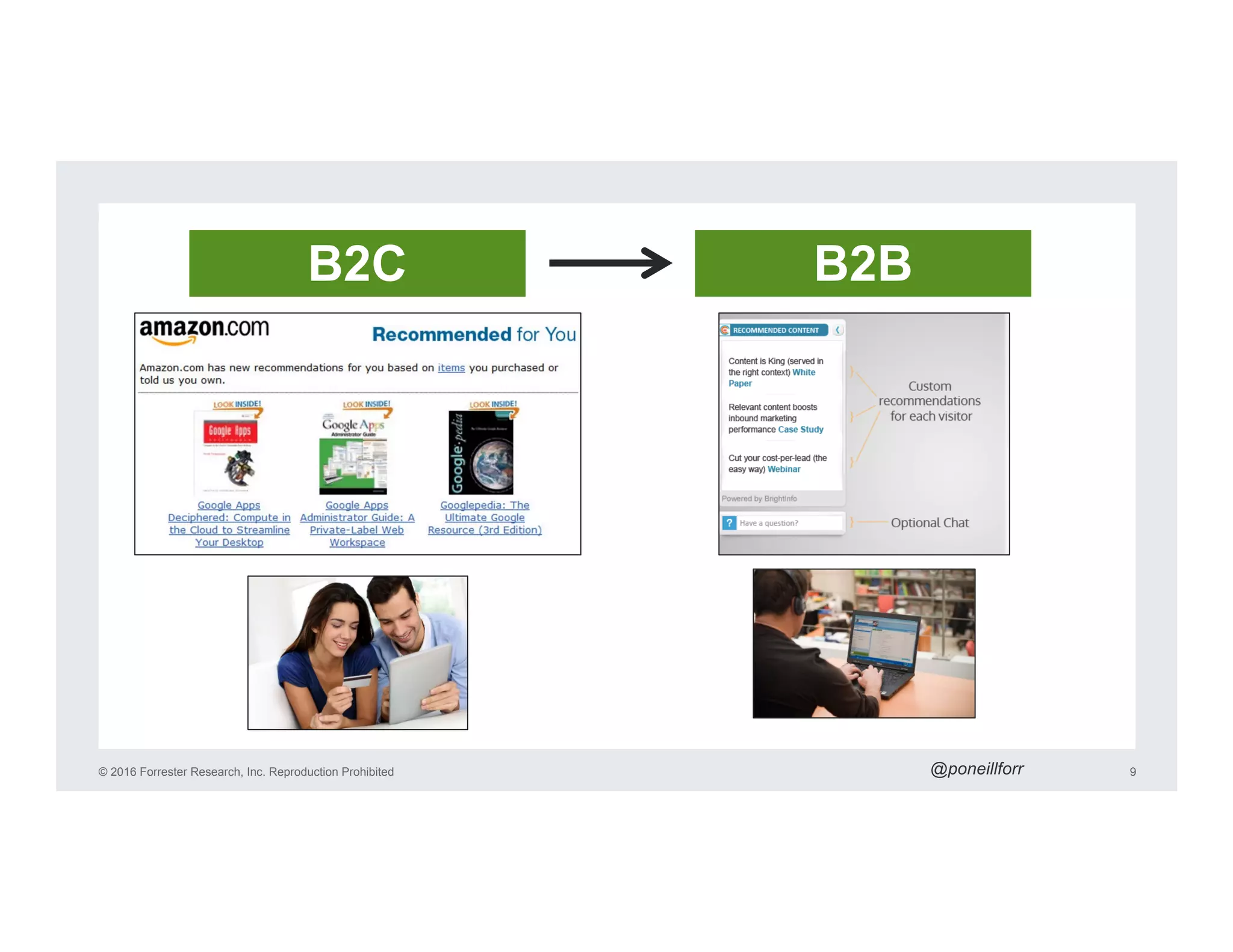 © 2016 Forrester Research, Inc. Reproduction Prohibited 9
B2C B2B
@poneillforr
 