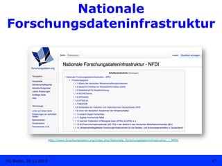 Nationale
Forschungsdateninfrastruktur
47HU Berlin, 29.11.2018
http://www.forschungsdaten.org/index.php/Nationale_Forschun...