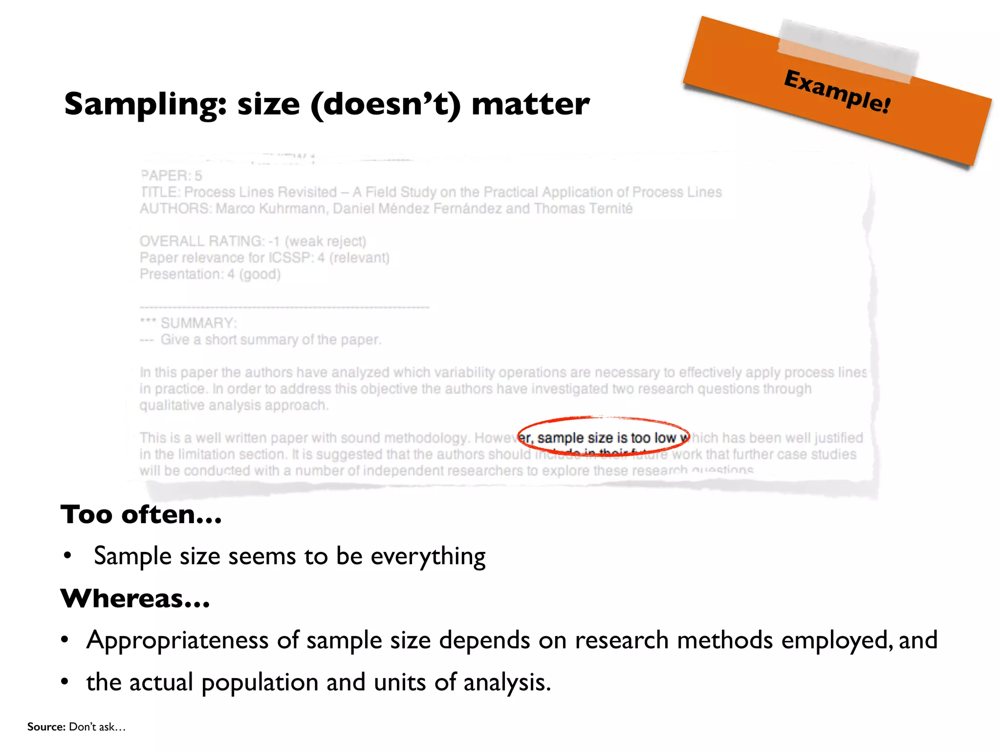 Too often…
• Researchers do not share their
data, because they might be
– afraid of doing so
– not able to do so (NDAs)
– unaware of the possibilities to
do so
– …
Whereas…
• Openness is the foundation for
– reliability and trustworthiness
– reproducibility and replicability
➡We have repositories for sharing
the data
(Data) Openness
Example!
Source: http://www.nature.com/news/announcement-reducing-our-irreproducibility-1.12852
 