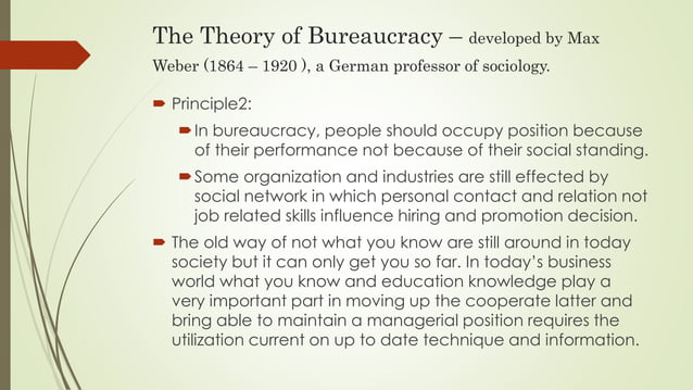 The history about Theory of Bureaucracy by Max Webber | PPTX | Business ...
