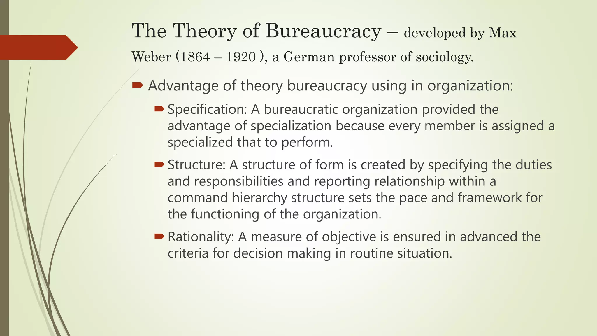 Theory about bureaucracy and History by Max Webber | PPTX