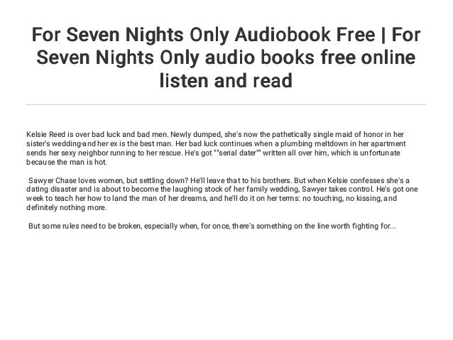 For Seven Nights Only Audiobook Free For Seven Nights Only Audio Bo For Seven Nights Only Audiobook Free For Seven Nights Only Audio Bo