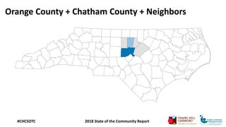 Orange County + Chatham County + Neighbors
#CHCSOTC 2018 State of the Community Report
 