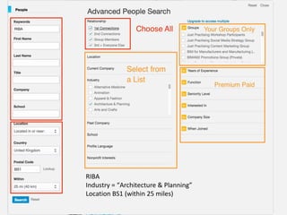 RIBA
Industry = “Architecture & Planning”
Location BS1 (within 25 miles)
 