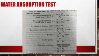 WATER ABSORPTION TEST
 