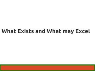 What Exists and What may Excel 
 