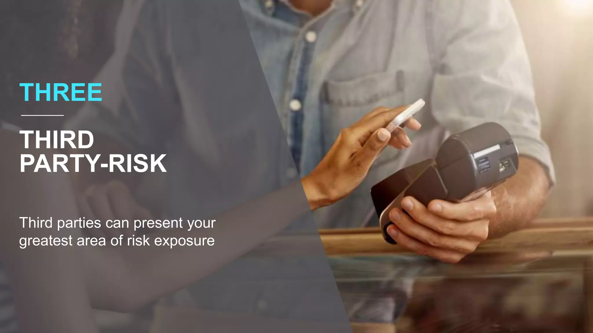 Third parties can present your
greatest area of risk exposure
THREE
THIRD
PARTY-RISK
 