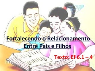 Fortalecendo o Relacionamento
Entre Pais e Filhos
Texto: Ef 6.1 – 4

 