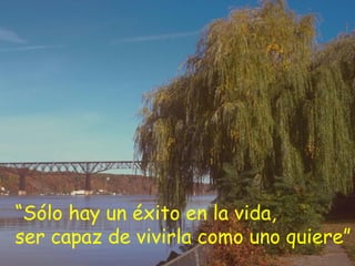 “Sólo hay un éxito en la vida,
ser capaz de vivirla como uno quiere”
 