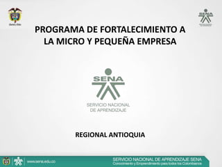 PROGRAMA DE FORTALECIMIENTO A LA MICRO Y PEQUEÑA EMPRESA REGIONAL ANTIOQUIA 