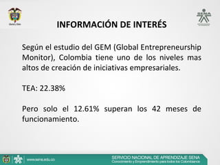 INFORMACIÓN DE INTERÉS

Según el estudio del GEM (Global Entrepreneurship
Monitor), Colombia tiene uno de los niveles mas
...