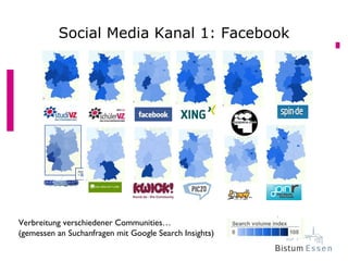 Social Media Kanal 1: Facebook




Verbreitung verschiedener Communities…
(gemessen an Suchanfragen mit Google Search Insights)
 