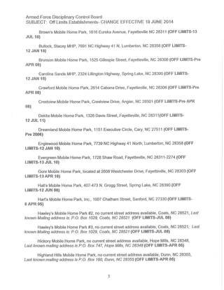 Fort Bragg Off Limits List