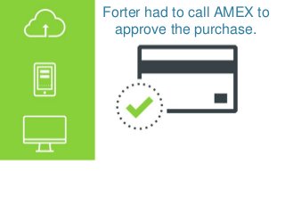 Forter had to call AMEX to
approve the purchase.