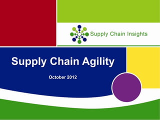 Supply Chain Agility
       October 2012
 