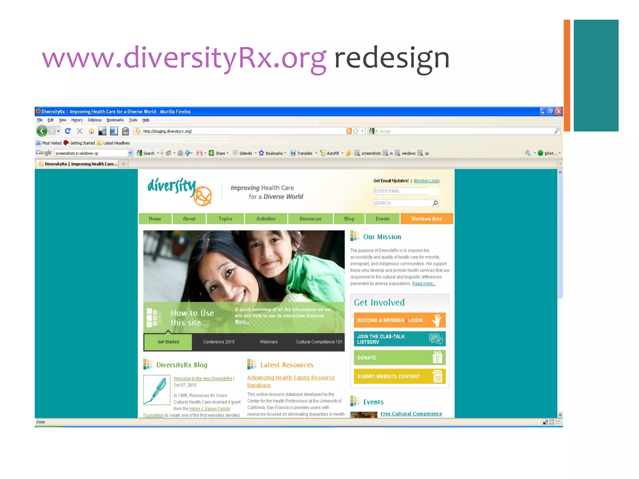 www.diversityRx.org   redesign 