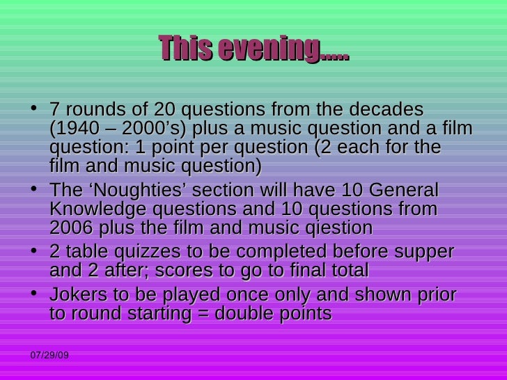 Forties To Noughties Quiz