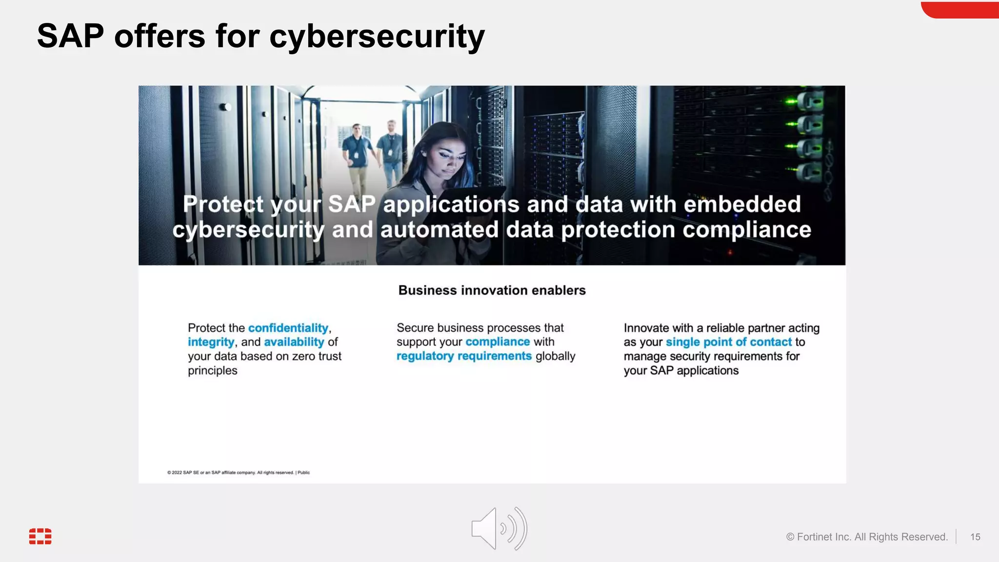 15
© Fortinet Inc. All Rights Reserved.
SAP offers for cybersecurity
 