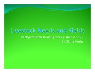 Backyard Homesteading, week 5, June 16 2016,Backyard Homesteading, week 5, June 16 2016,
By Gloria Fortin
 