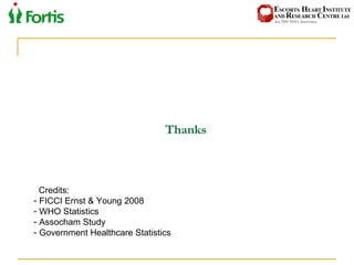 Thanks Credits: FICCI Ernst & Young 2008 WHO Statistics Assocham Study Government Healthcare Statistics 