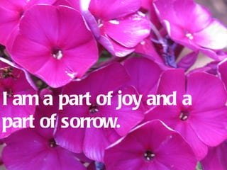I am a part of joy and a
part of sorrow.