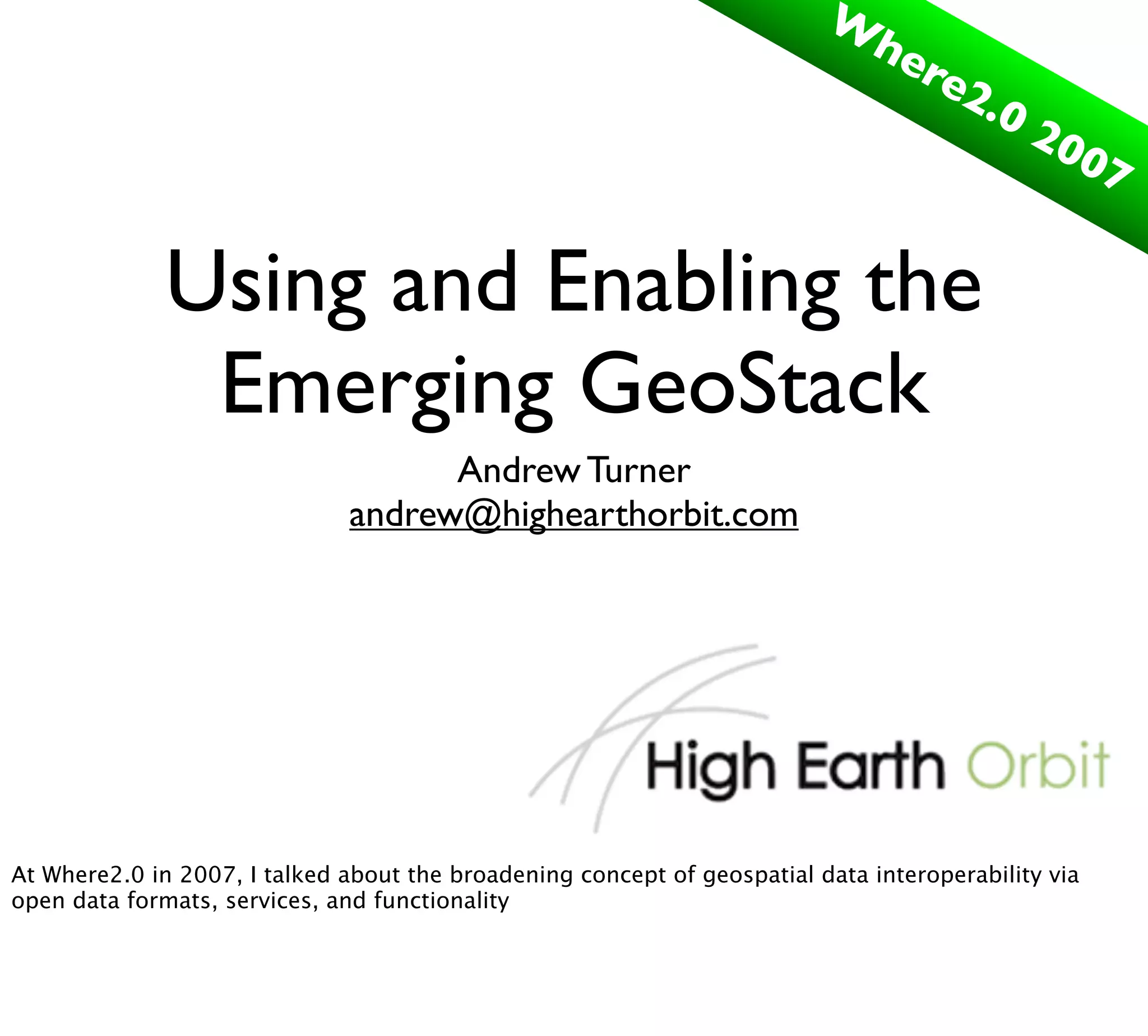 Your Own Private GeoWeb