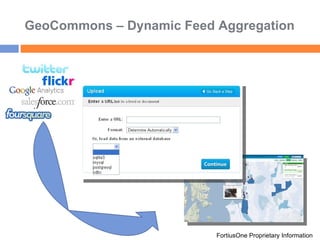 GeoCommons – Dynamic Feed Aggregation FortiusOne Proprietary Information 