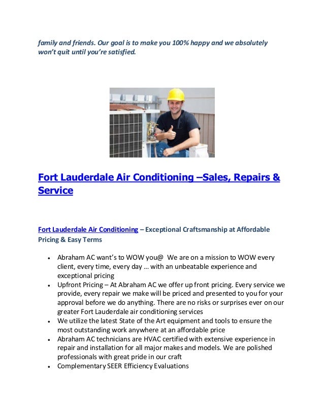 Fort Lauderdale Air Conditioning Most Affordable Sales, Repairs